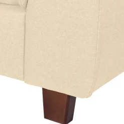 New Wohnen Ecksofa in Beige mit Nussbaum Braun - Nando