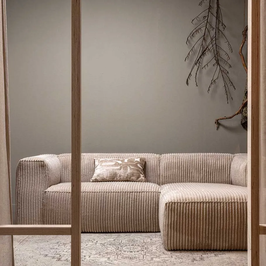 Discount Wohnen Ecksofa in Beige Ribcord - Fanandro