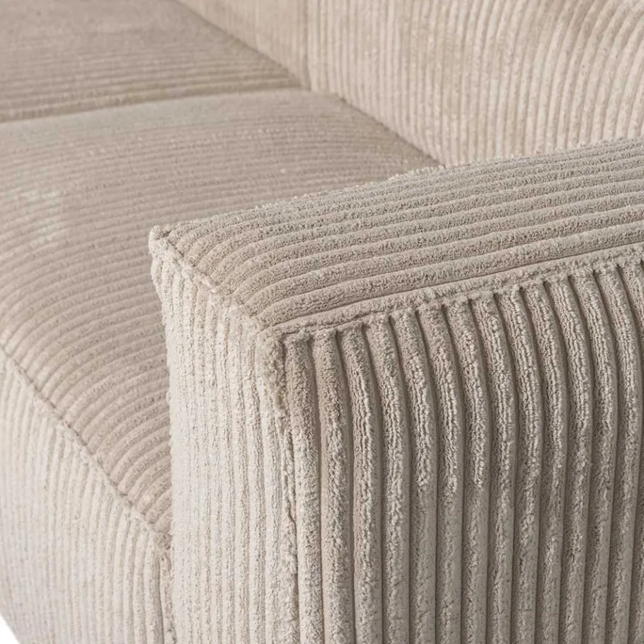 Discount Wohnen Ecksofa in Beige Ribcord - Fanandro