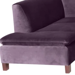 Discount Wohnen Ecksofa in Dunkellila mit Nussbaum Braun - Babahira