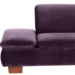 Discount Wohnen Ecksofa in Dunkellila mit Nussbaum Braun - Babahira