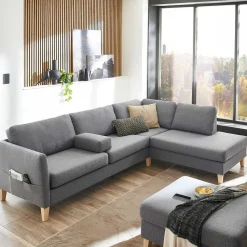 Best Wohnen Ecksofa in Grau Stoff - Dreisitzer - Donnsai