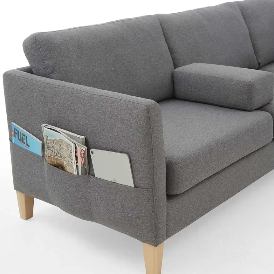 Best Wohnen Ecksofa in Grau Stoff - Dreisitzer - Donnsai