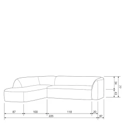 Wohnen Ecksofa in Hellbraun Chenille Bezug - Acira