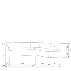 Wohnen Ecksofa in Hellbraun Chenille Bezug - Acira