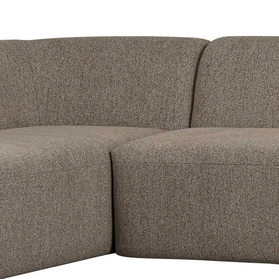 Wohnen Ecksofa in Hellbraun Chenille Bezug - Acira