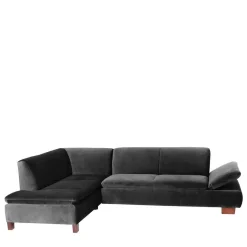 Clearance Wohnen Ecksofa in Schwarz mit Nussbaum Braun - Satira