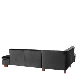Clearance Wohnen Ecksofa in Schwarz mit Nussbaum Braun - Satira