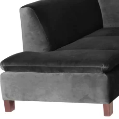Clearance Wohnen Ecksofa in Schwarz mit Nussbaum Braun - Satira