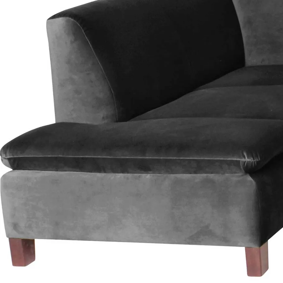 Clearance Wohnen Ecksofa in Schwarz mit Nussbaum Braun - Satira