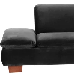 Clearance Wohnen Ecksofa in Schwarz mit Nussbaum Braun - Satira