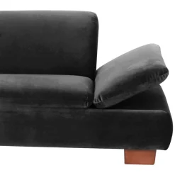 Clearance Wohnen Ecksofa in Schwarz mit Nussbaum Braun - Satira