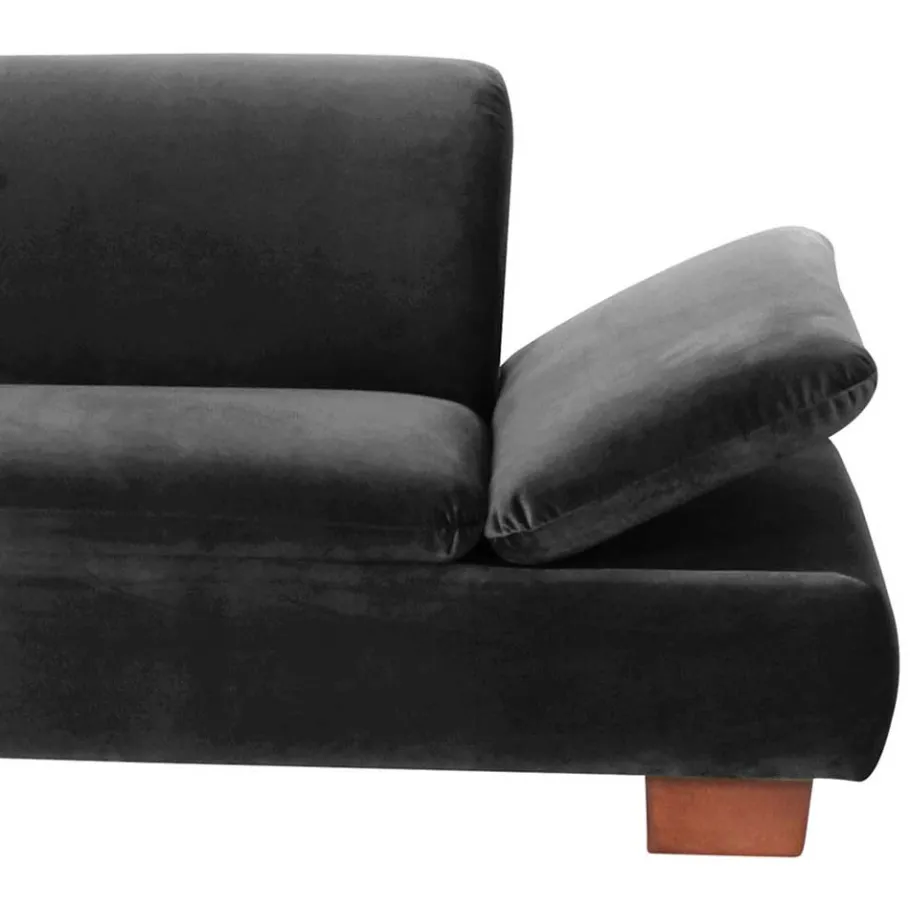 Clearance Wohnen Ecksofa in Schwarz mit Nussbaum Braun - Satira