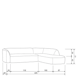 Discount Wohnen Ecksofa in Schwarzgrau Chenille - Barat