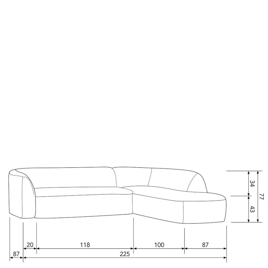 Discount Wohnen Ecksofa in Schwarzgrau Chenille - Barat