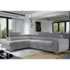 Sale Wohnen Ecksofa mit Bettfunktion in Hellgrau Samt - Merandes