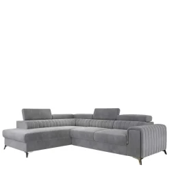 Sale Wohnen Ecksofa mit Bettfunktion in Hellgrau Samt - Merandes