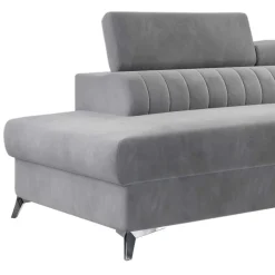 Sale Wohnen Ecksofa mit Bettfunktion in Hellgrau Samt - Merandes