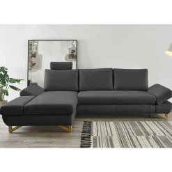 Sale Wohnen Ecksofa mit Bettfunktion in Anthrazit - Baonga