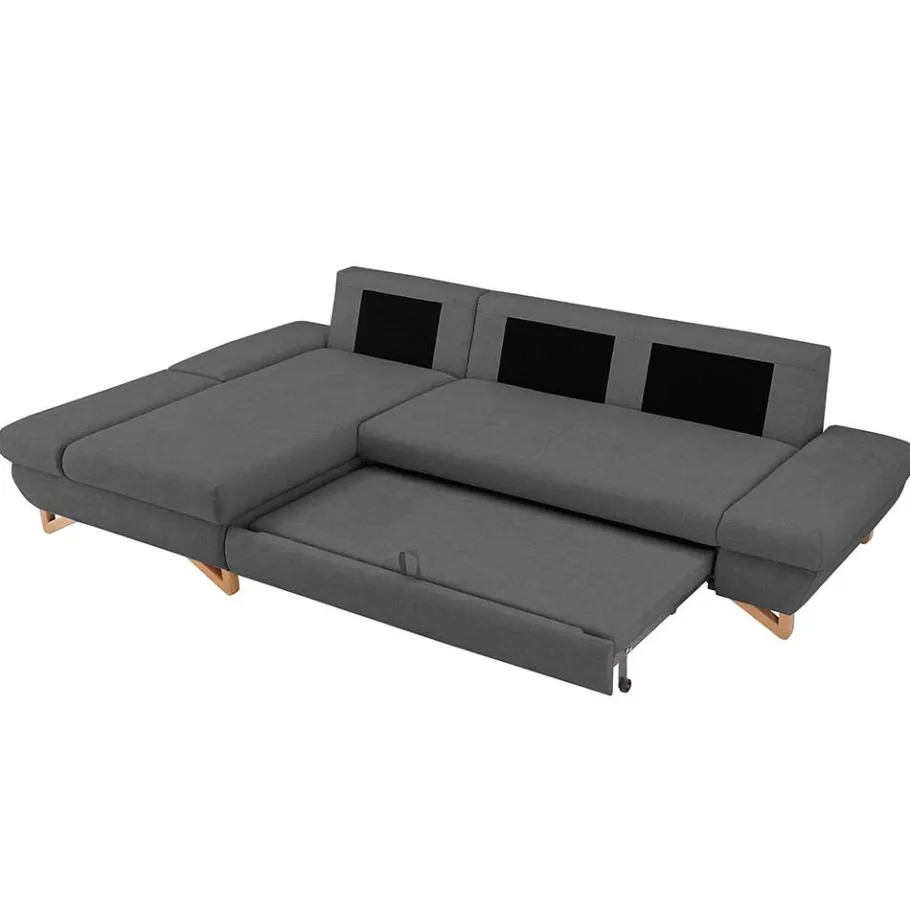 Sale Wohnen Ecksofa mit Bettfunktion in Anthrazit - Baonga