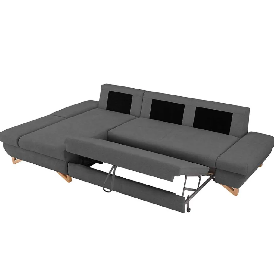 Sale Wohnen Ecksofa mit Bettfunktion in Anthrazit - Baonga