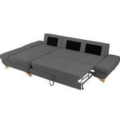 Sale Wohnen Ecksofa mit Bettfunktion in Anthrazit - Baonga