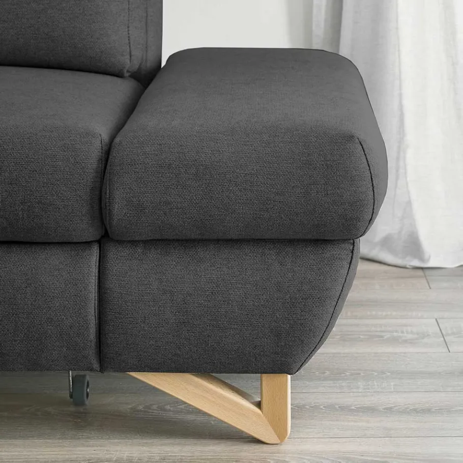 Sale Wohnen Ecksofa mit Bettfunktion in Anthrazit - Baonga