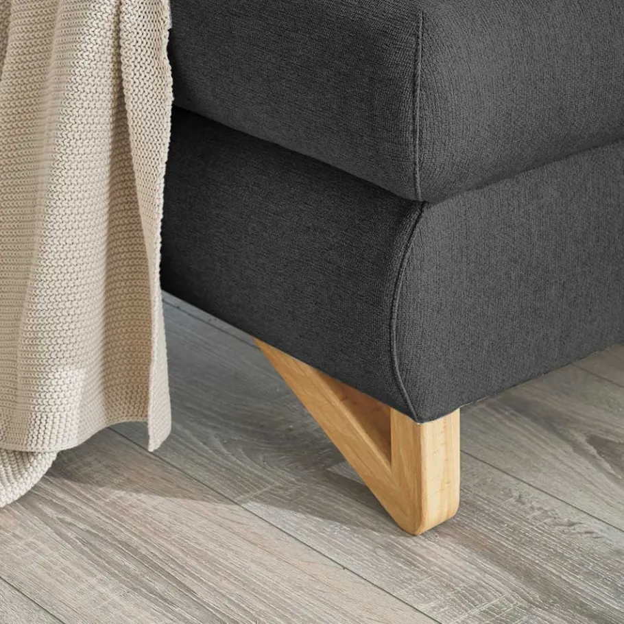 Sale Wohnen Ecksofa mit Bettfunktion in Anthrazit - Baonga