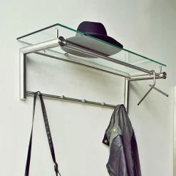 New Wohnen Edelstahl Garderobe mit Glas Hutablage - Blevos