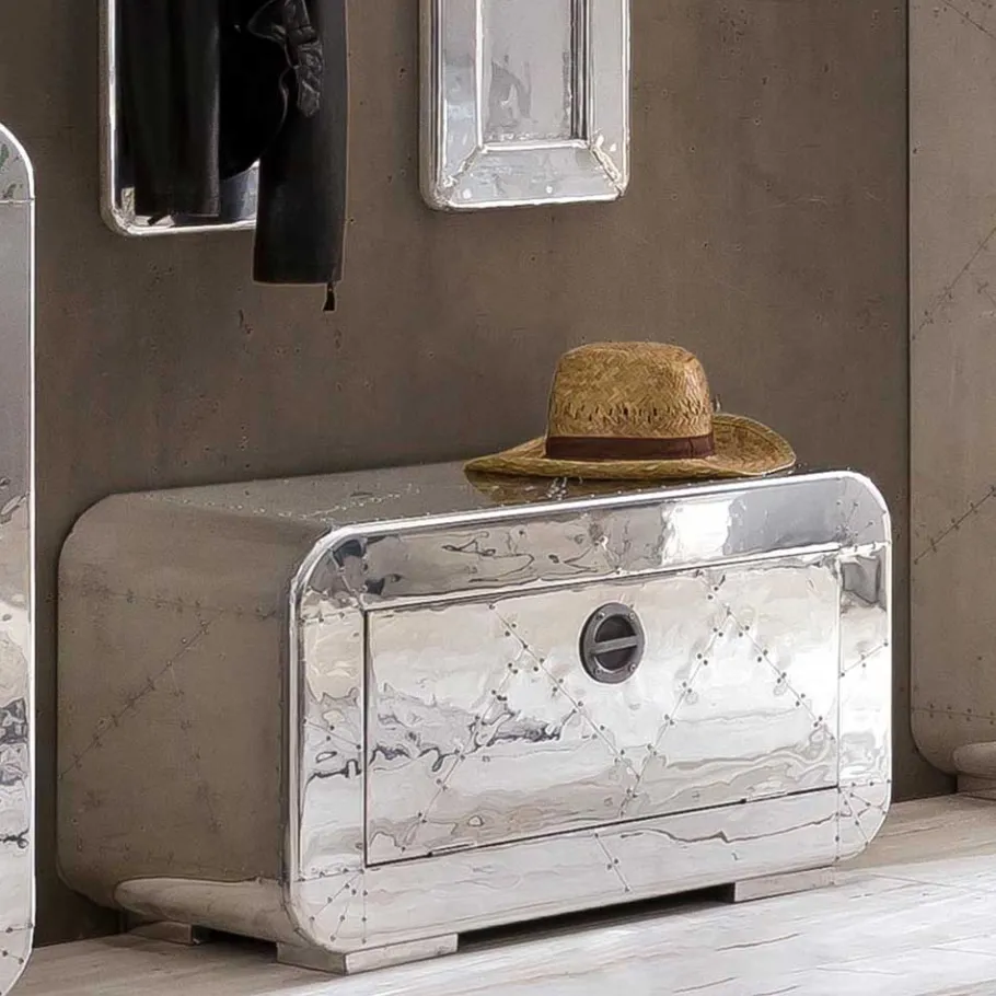 New Wohnen Edle Design Flurmöbel in Silber - Pilot (sechsteilig)
