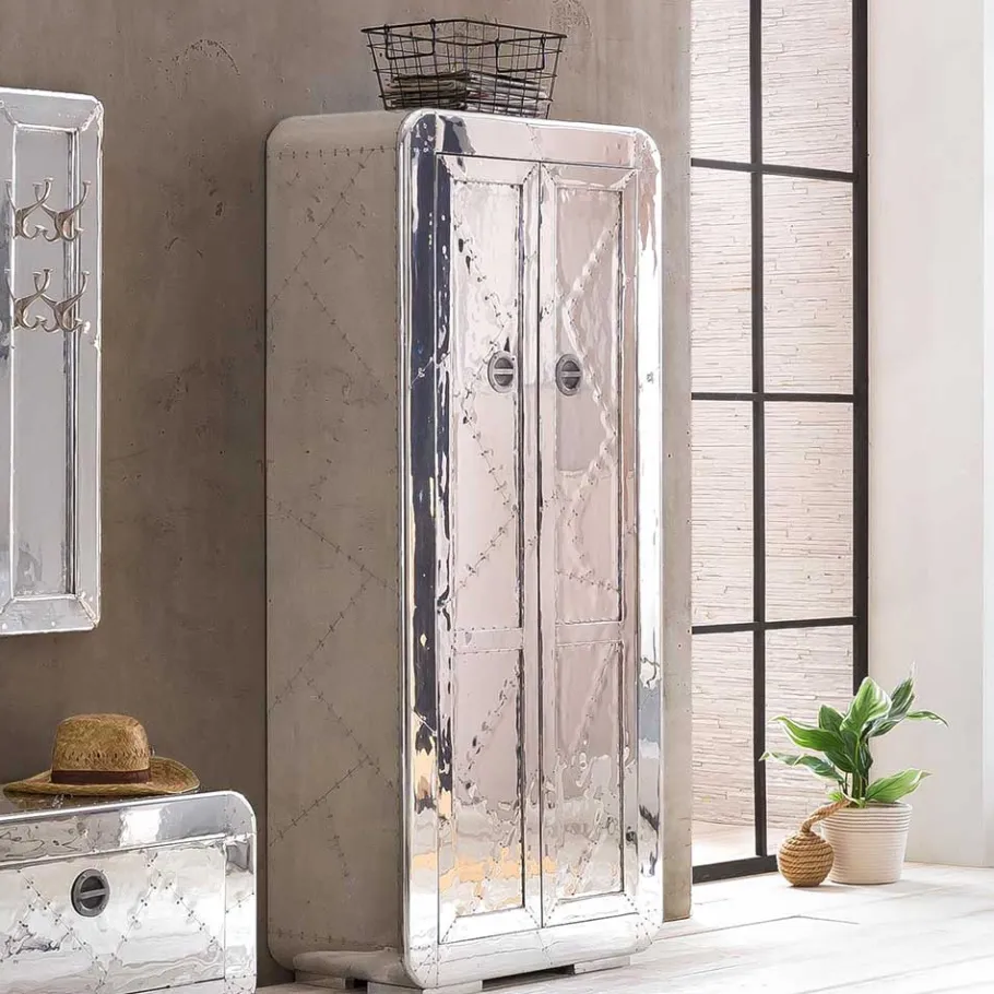 New Wohnen Edle Design Flurmöbel in Silber - Pilot (sechsteilig)