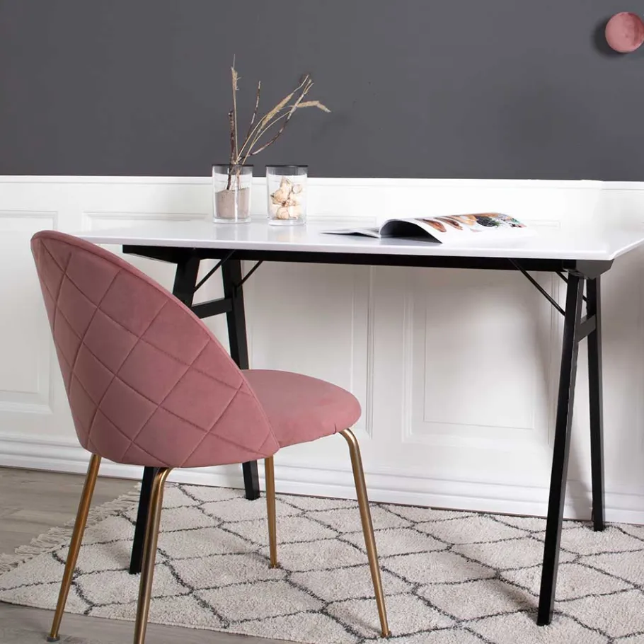 Clearance Wohnen Edler Samt Stuhl in Rosa & Messing - Nashville (2er Set)