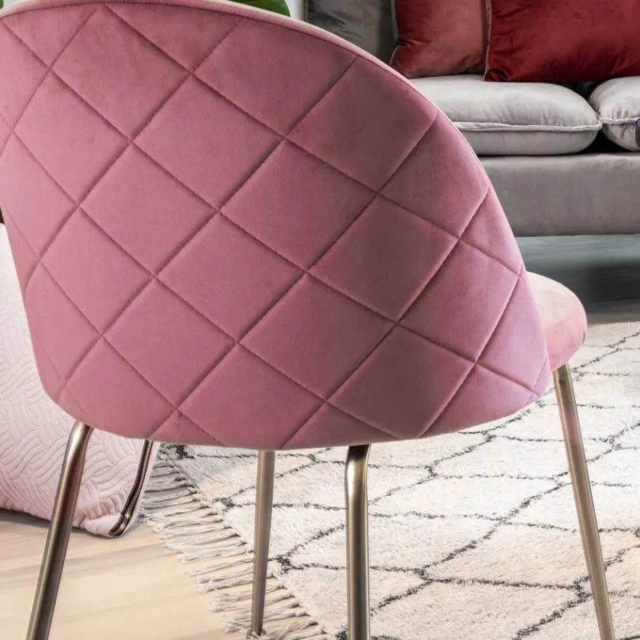 Clearance Wohnen Edler Samt Stuhl in Rosa & Messing - Nashville (2er Set)