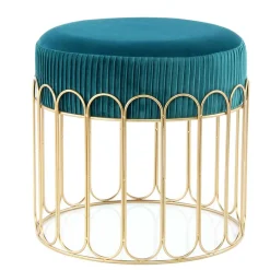 Sale Wohnen Edler Samthocker in Petrol & Gold - Ugian