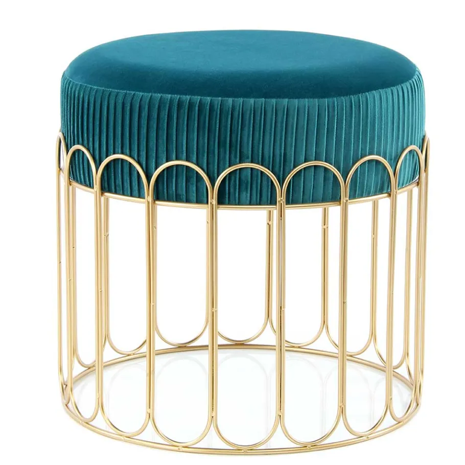Sale Wohnen Edler Samthocker in Petrol & Gold - Ugian