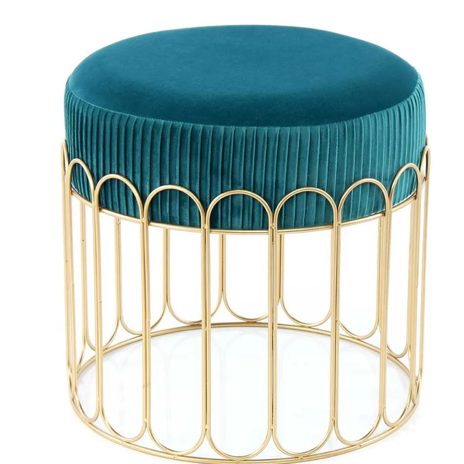 Sale Wohnen Edler Samthocker in Petrol & Gold - Ugian