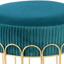 Sale Wohnen Edler Samthocker in Petrol & Gold - Ugian