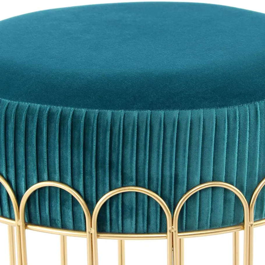 Sale Wohnen Edler Samthocker in Petrol & Gold - Ugian