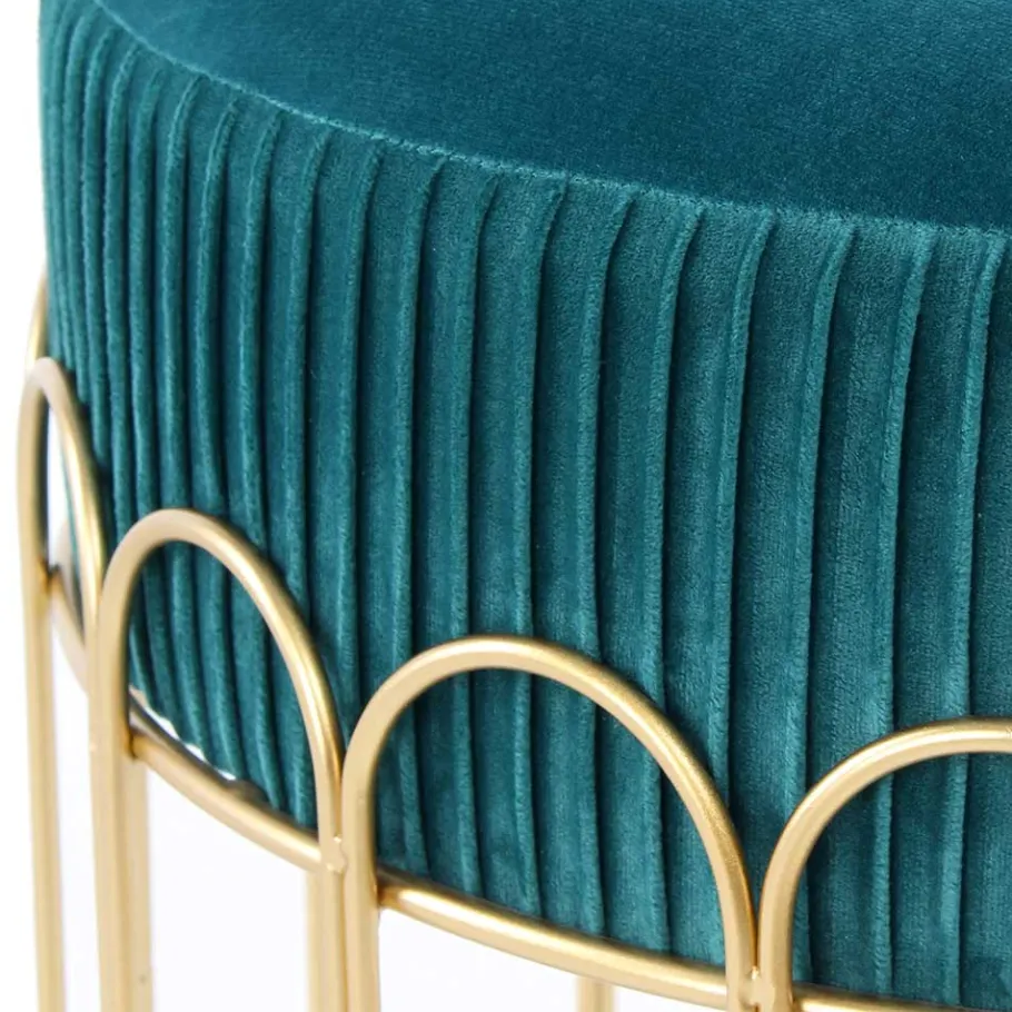 Sale Wohnen Edler Samthocker in Petrol & Gold - Ugian