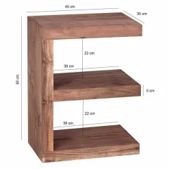 Sale Wohnen E-Form Beistelltisch Vislan aus Holz massiv Akazie