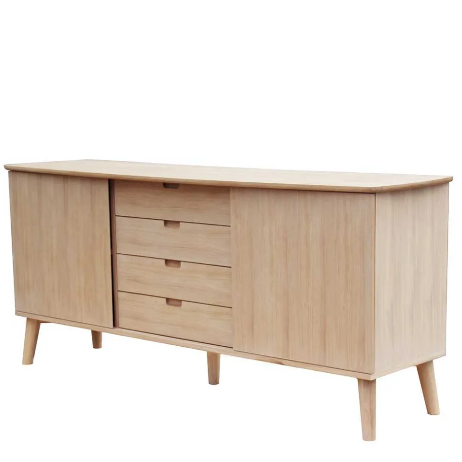 Best Wohnen Eiche Bianco Sideboard mit Schiebetüren - Saimoon