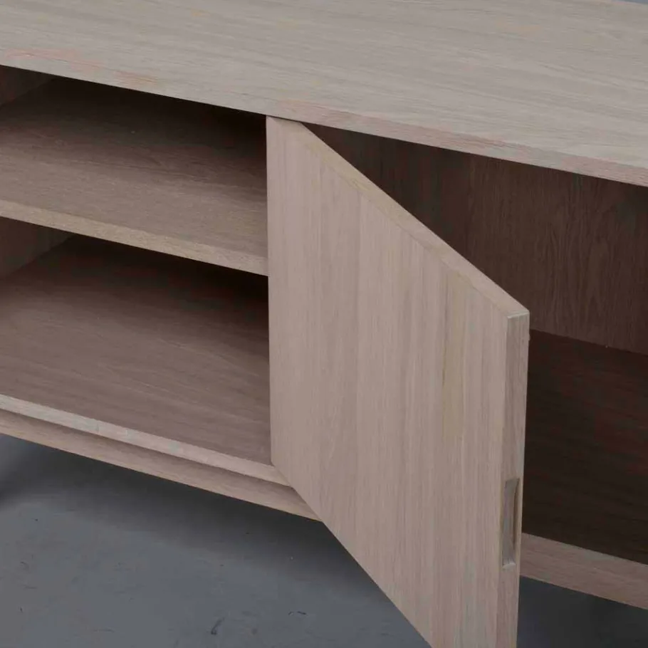 Clearance Wohnen Eiche Massivholz TV Schrank in White Wash - Navassa