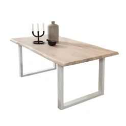Sale Wohnen Eiche White Wash Tisch mit Baumkante - Tilveta