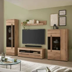 Outlet Wohnen Eicheoptik Wohnzimmermöbel Set - Brocus (vierteilig)