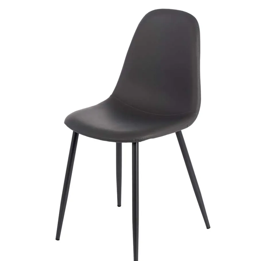 Discount Wohnen Einfarbige Esszimmerstühle in Dunkelgrau - Hiscura (4er Set)
