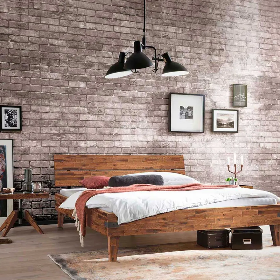 Sale Wohnen Einzelbett Bett aus Massivholz Akazie - Cuatro