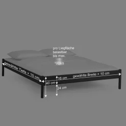 Hot Wohnen Einzelbett Lanuge aus schwarzem Metall (zweiteilig)
