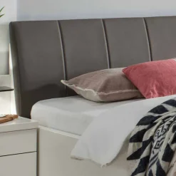 Discount Wohnen Einzelbett und Nachttisch Set Ronis in Weiß mit Braun (zweiteilig)