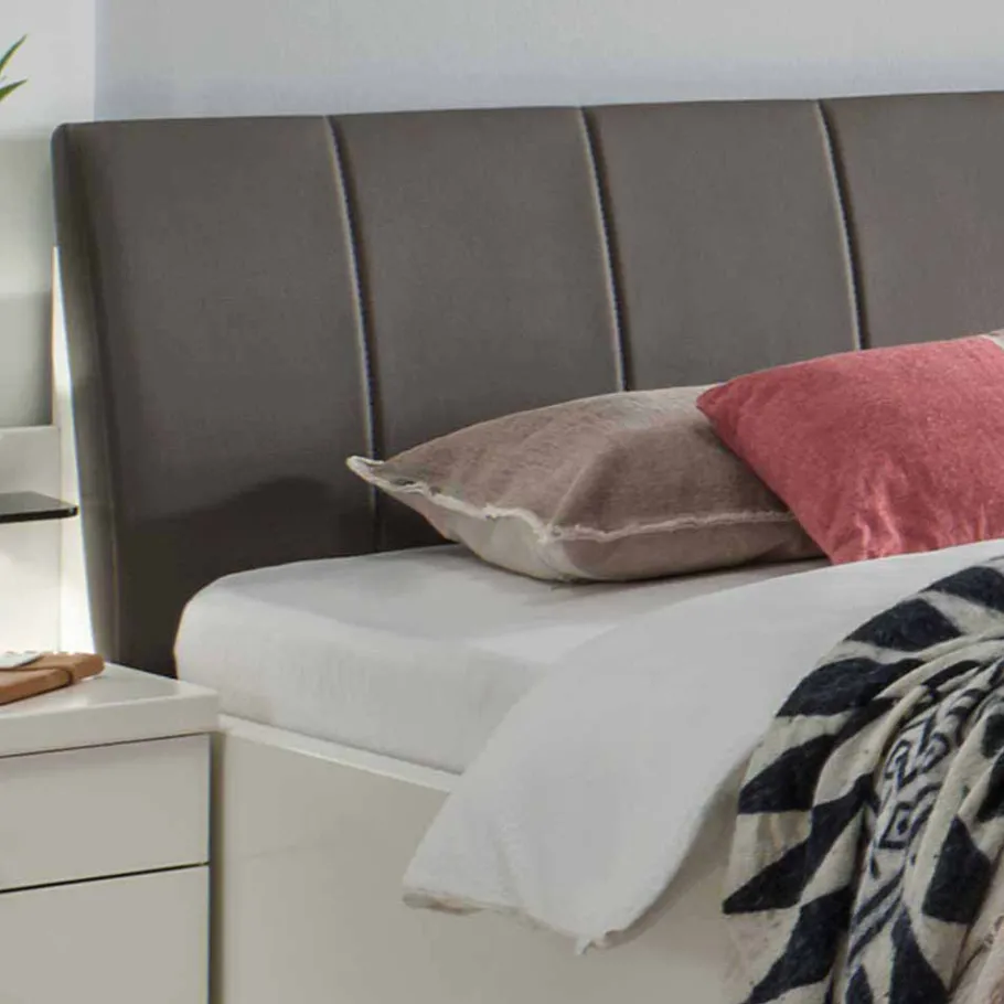 Discount Wohnen Einzelbett und Nachttisch Set Ronis in Weiß mit Braun (zweiteilig)
