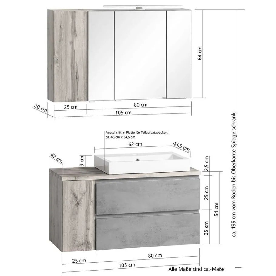 Sale Wohnen Elegante Badeinrichtung Möbelset - Eight (vierteilig)